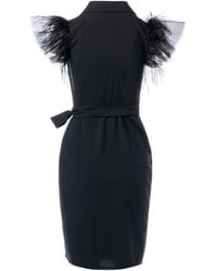concept A trois - Short Wrap Blazer Dress With Winged Tulle Sleeves - Lyst