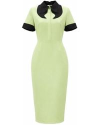 Julia Allert - Polished Fitted Midi Short Sleeve Dress - Lyst