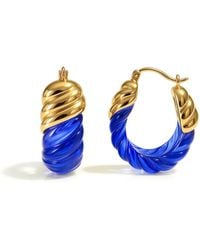 Gold & Honey - Sapphire Rope Shrimp Lucite Birthstone Hoop Earrings - Lyst