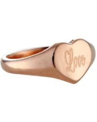 Posh Totty Designs - Rose Gold Plated 'love' Engraved Heart Signet Ring - Lyst