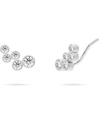Meulien - Clustered Bezel Set Ear Climber Stud Earrings - Lyst