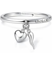 Unaloe - Adjustable Sterling Heart & Italian Horn Ring – Lucky Charm Protection Ring For - Lyst