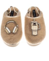 Laines London - Neutrals Flatform Cloud Closed Toe Slippers With Headphones & Quencher Brooches - Lyst