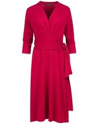 Conquista - Bordeaux V-Neck Wrap Dress – Soft Viscose Jersey - Lyst