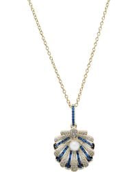 LÁTELITA London - Art Deco Scallop Shell Pendant Necklace Sapphire With Pearl - Lyst