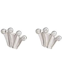 Pearl Code - Crown Earrings With Diamonds - Lyst