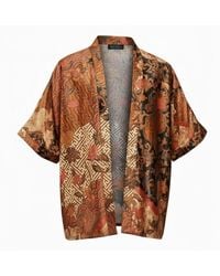 ORIGIN OF HEARTS - Tarua Floral Print Resort Satin Kimono Shirt - Lyst