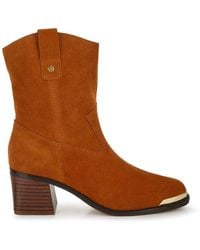 Rag & Co - Emberly Suede Square Toe Ankle Boots - Lyst