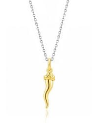 Unaloe - Two Tone Sterling Italian Horn Necklace With Plated Pendant - Lyst