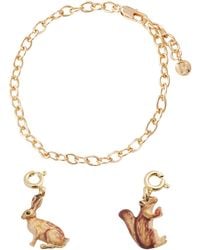 Fable England - Cable Chain Bracelet With Enamel Rabbit Charm & Enamel Cheeky Squirrel Charm - Lyst