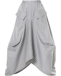Metamorph - Asymmetric Striped Denim Skirt - Lyst