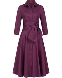 Marianna Déri - Aubergine Shirt Dress With Tie Belt - Lyst