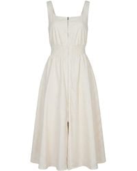 Modenaire - Neutrals Smocked Midi Dress Refined Slit - Lyst