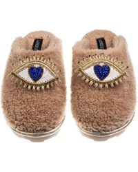 Laines London - Teddy Closed Toe Slippers With Double Love Eye Brooches - Lyst