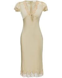 Belsize25 - Lemon Tart Dress – Lace-Trim Bias-Cut Satin Dress - Lyst