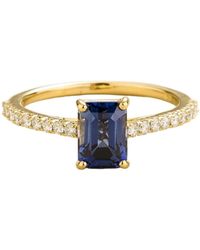 Juvetti - Chelle Sapphire Emerald-Cut & Diamond Pavé Ring - Lyst