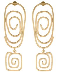 LINYA JEWELLERY - Big Spiral Square Dangle Geometric Earring - Lyst