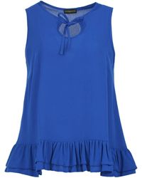 Conquista - Sapphire Elegance Crepe Ruffle Top - Lyst
