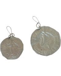 Romer Millinery - Metallic Silk Coin Earings Assymetrical - Lyst