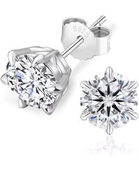 Jagged Halo Jewelry - Moissanite Claw Stud Earrings Sterling - Lyst