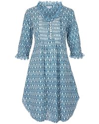 At Last - Annabel Cotton Tunic In Fresh Navy & White - Lyst