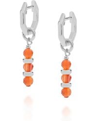 Nellou Jewellery - Linear Huggie Birthstone Earrings July Sterling - Lyst