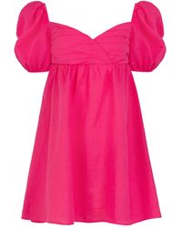 JAAF - Gathered Mini Dress In Hot Pink - Lyst