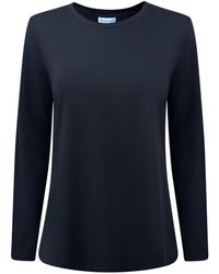 Perlavera - Tanya Solid Cotton Spandex Long Sleeve Length Crew Neck T-Shirt - Lyst