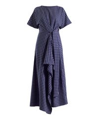 Meem Label - Baxter Navy Small Grid Wrap Dress - Lyst