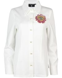 Laines London - Laines Couture Shirt With Embellished Pink Flower Eye Shirt - Lyst