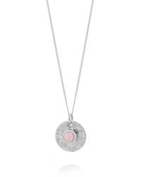 Nellou Jewellery - Rose Quartz Luna Disc Necklace - Lyst