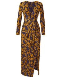 Yumi' - Velour Stretch Midi Dress With Long Sleeves - Lyst