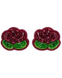 Gissa Bicalho - Handmade Acrylic Earring Cotton Flower Burgundy - Lyst