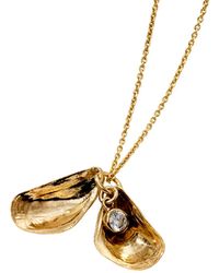 Posh Totty Designs - Plated Mussel Shell Cz Diamond Necklace - Lyst
