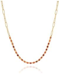 Nellou Jewellery - Carnelian Gem Shine Necklace Plated Sterling - Lyst