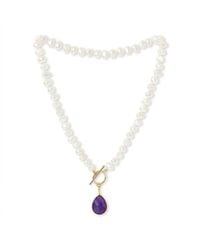 Pearls of the Orient Online - Clara Cultured Irregular Freshwater Pearl Necklace With Amethyst Vermeil Drop - Lyst