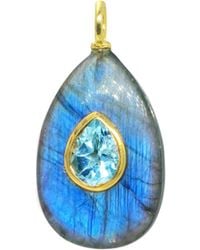 KAMARIA - Labradorite Gemstone Pendant With Topaz -- Medium Pear - Lyst