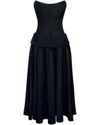 POST MERIDIEM - Buttoned Corset And Lapel Skirt - Lyst