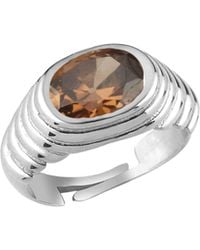 LINYA JEWELLERY - Lyra Oval Crystal Stone Little Finger Knight Ring - Lyst