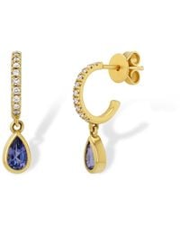 Jewelbird - Diamond And Tanzanite Pear Earrings - Lyst