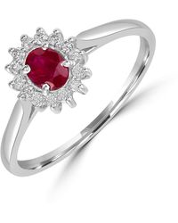 Artisan - Oval Ruby And Diamond Halo Ring - Lyst
