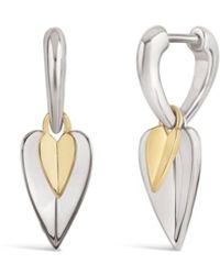 Dinny Hall - Folded Heart Mixed Metal Duo Drop Hoops - Lyst
