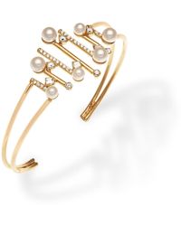 Grosse - Pearl & Crystal Statement Bangle Bracelet, Series Pearl Light - Lyst