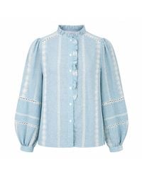 Yumi' - Cotton Embroidered Panel Shirt - Lyst