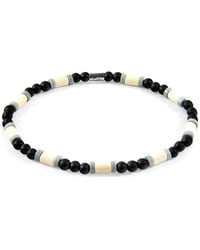 Anchor and Crew - Off-white Turquoise, Grey Agate & Black Ebony Wood Samuel Silver & Stone Skinny Bracelet - Lyst