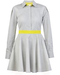 blonde gone rogue - Relove Shirt Dress In Grey And Lime Green - Lyst