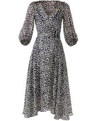 SACHA DRAKE - Cloudland Lurex Chiffon Wrap Midi Dress - Lyst