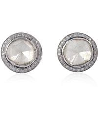 Artisan - Diamond Pave Handmade Stud Earrings Solid 18k White Gold Handmade Jewelry - Lyst