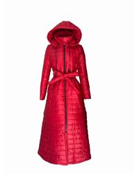 Adrenaline Fashion - Long Puffer Coat Quilted Winter Jacket With Hood And Belt Warm Elegant Outerwear - Lyst