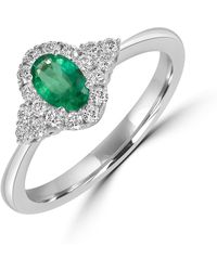Artisan - Diamond And Oval Emerald Halo Ring - Lyst